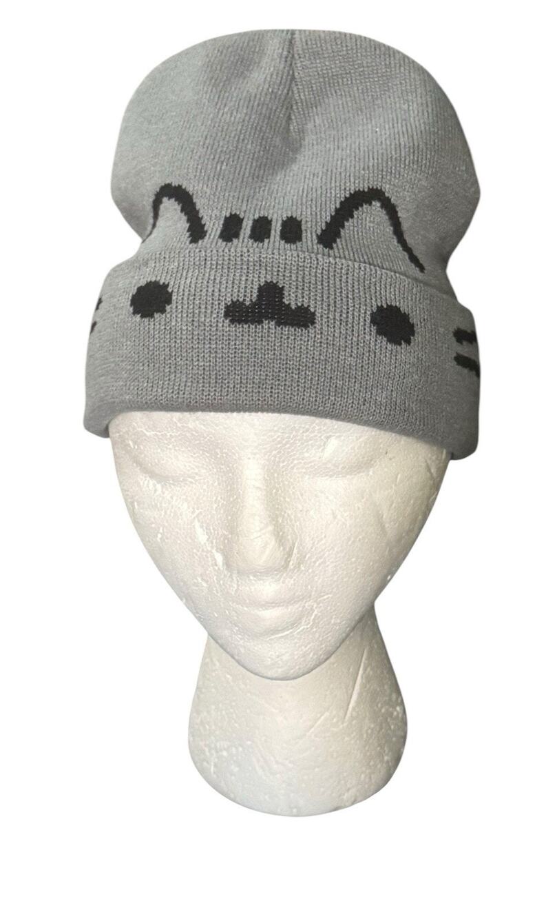 Culturefly 2023 Fall Pusheen Box Scaredy Beanie Hat Gray Knit Skull Cap
